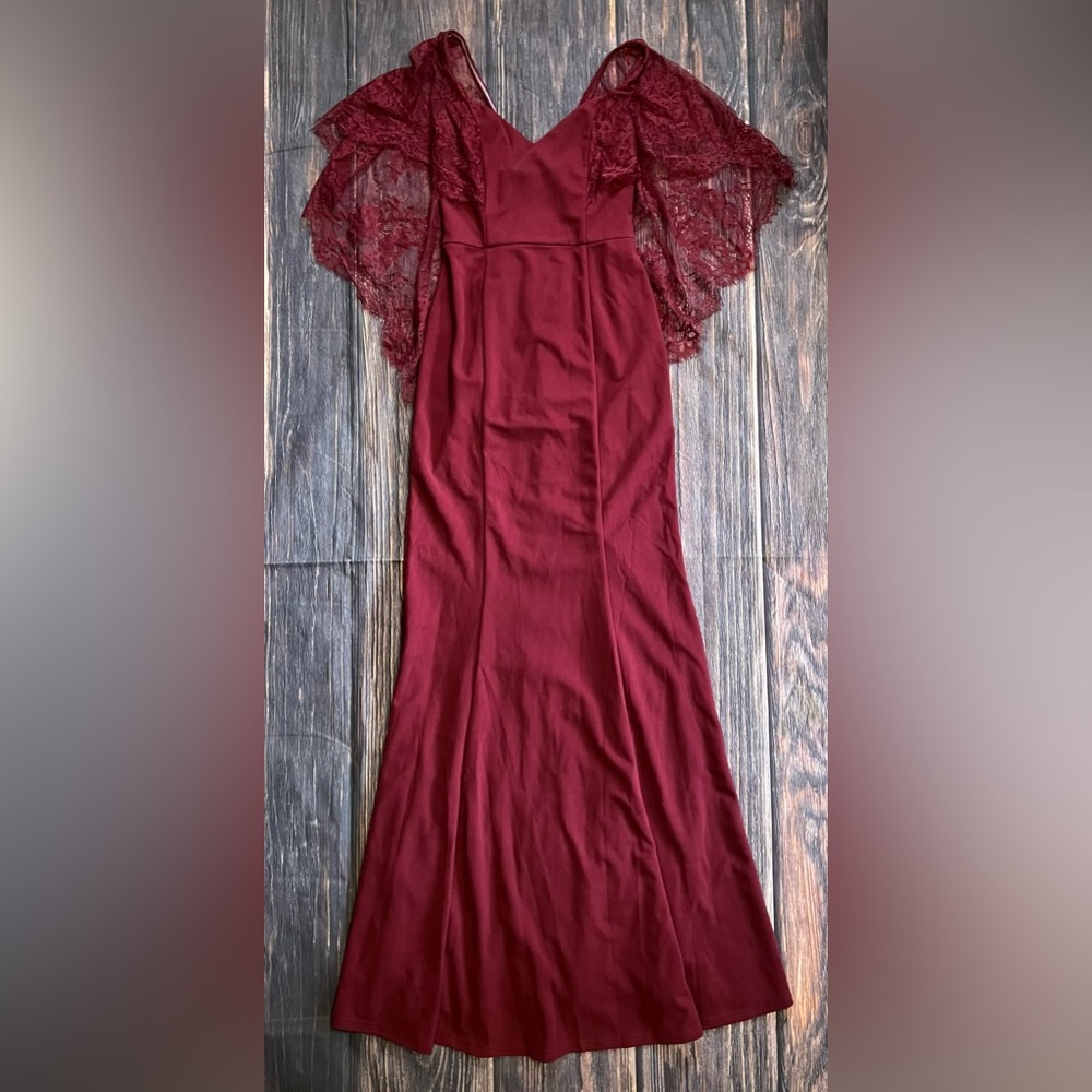 Lulus Burgundy Lace Maxi Dress